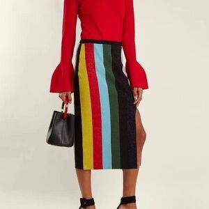 Diane Von Furstenberg Multicolor Striped Midi Skirt